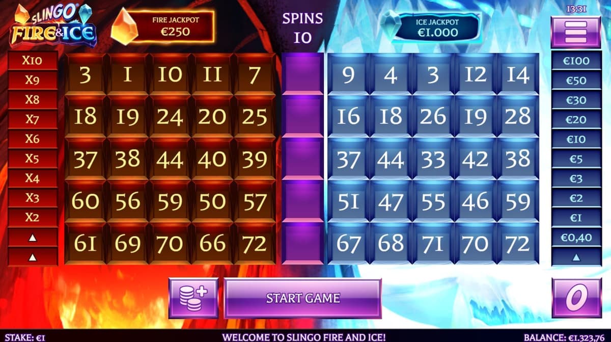 Slingo Fire and Ice