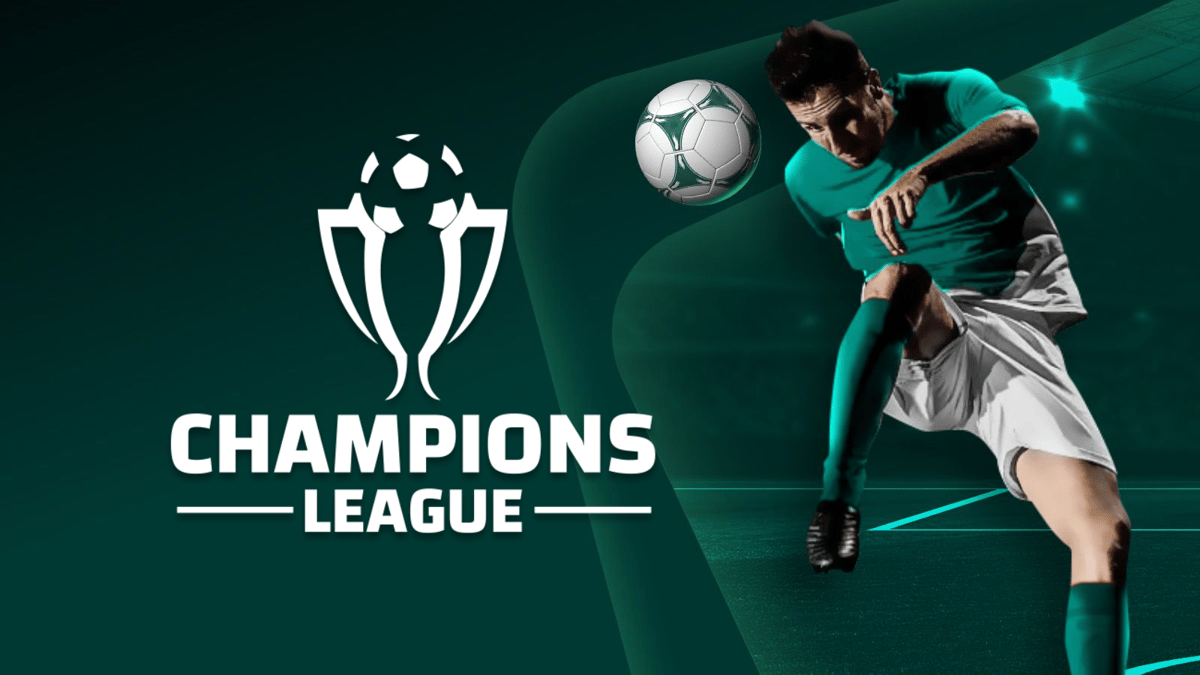 Jugador chutando balón en la Champions